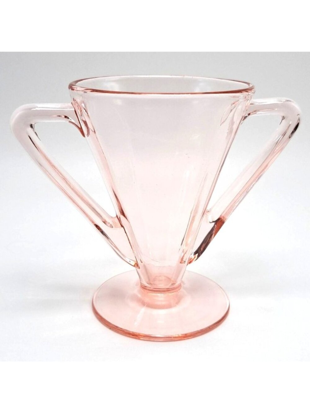 Pink Depression Glass Double Handled Sugar Bowl Vintage